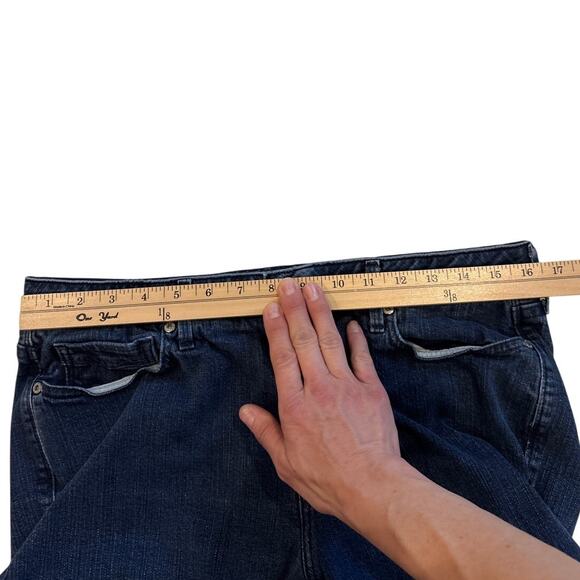 Levis 525 Jeans Womens 14 M Blue Perfect Waist Straight Leg Stretch Distressed - Picture 7 of 11